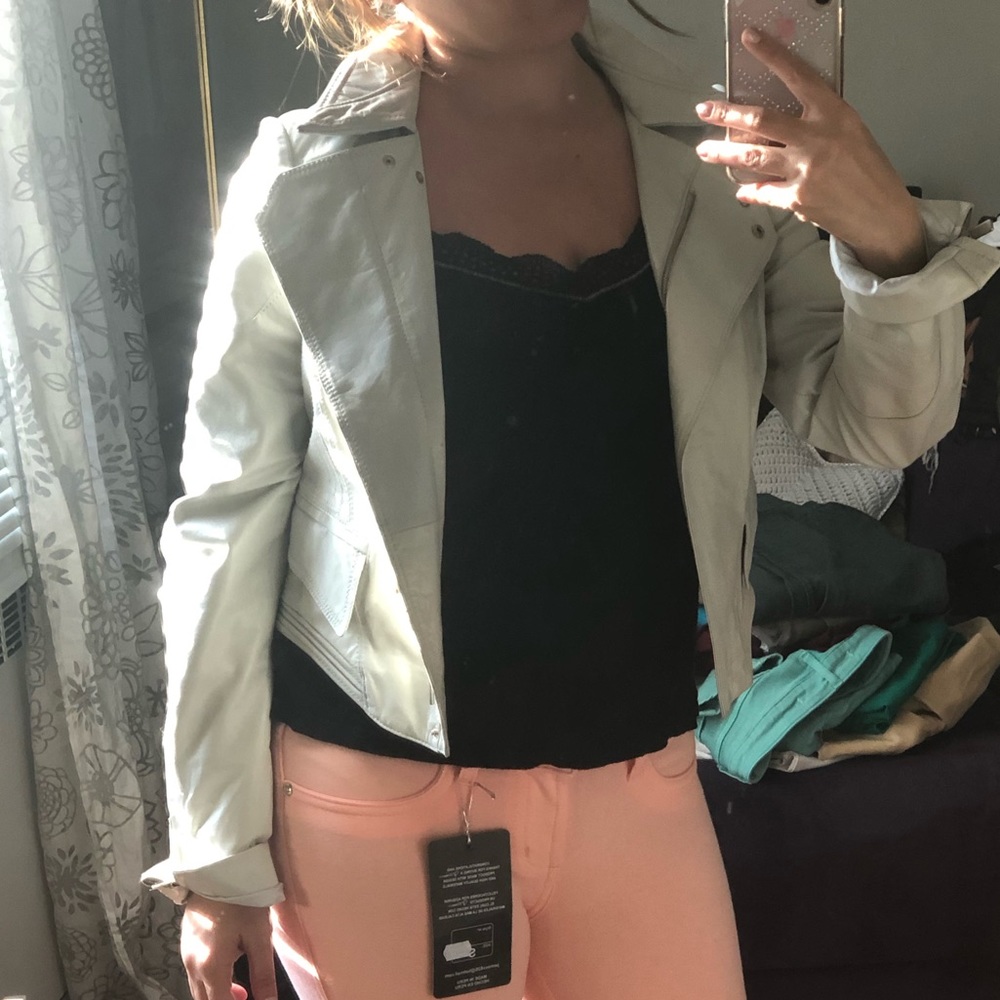 Hanii Y Sheepskin Leather Moto Jacket